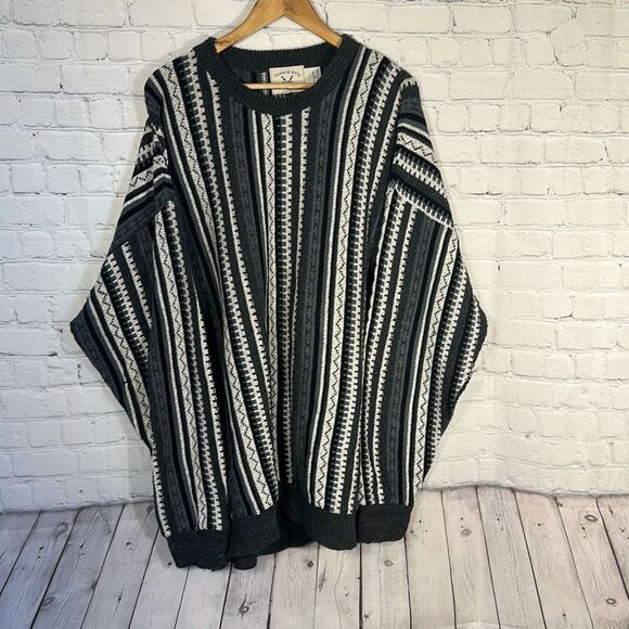 Vintage Harbor Bay Coogi Style Sweater Mens 3X Black Made in the USA 100% Cotton - Picture 1 of 5
